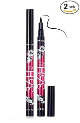 GLAVON 36 Hrs Long-lasting Black Waterproof Liquid Eyeliner + Free Max Heaven Eye Liner Liquid Blue [ Combo Pack of 2 Items ]